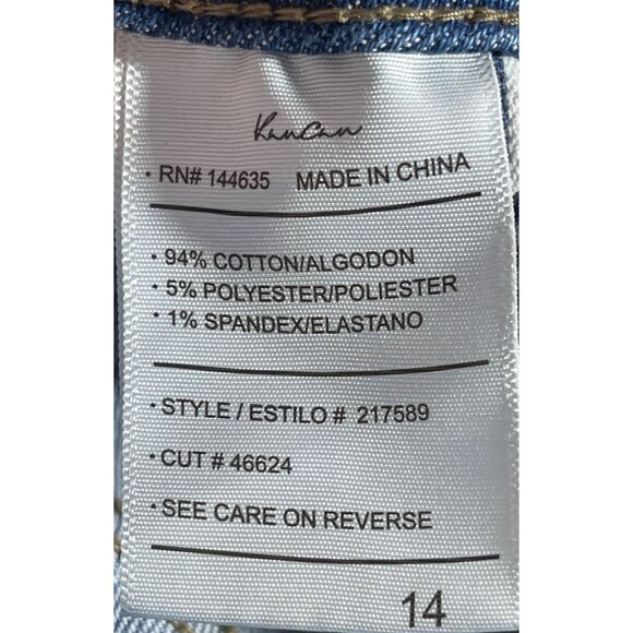Kancan Womens High Rise Denim Shorts Size 14 Distressed Ripped Style Blue - Picture 6 of 6